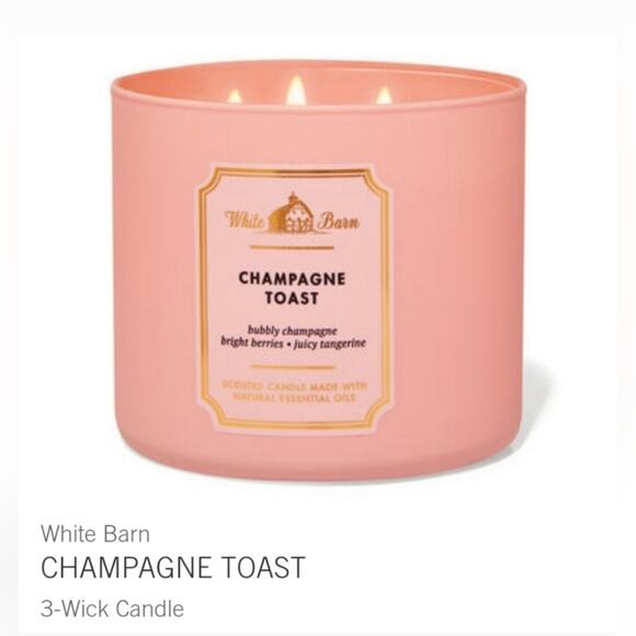 White Barn Bath and Body Works Champagne Toast Three Wick Candle 14.5 oz - Picture 2 of 8